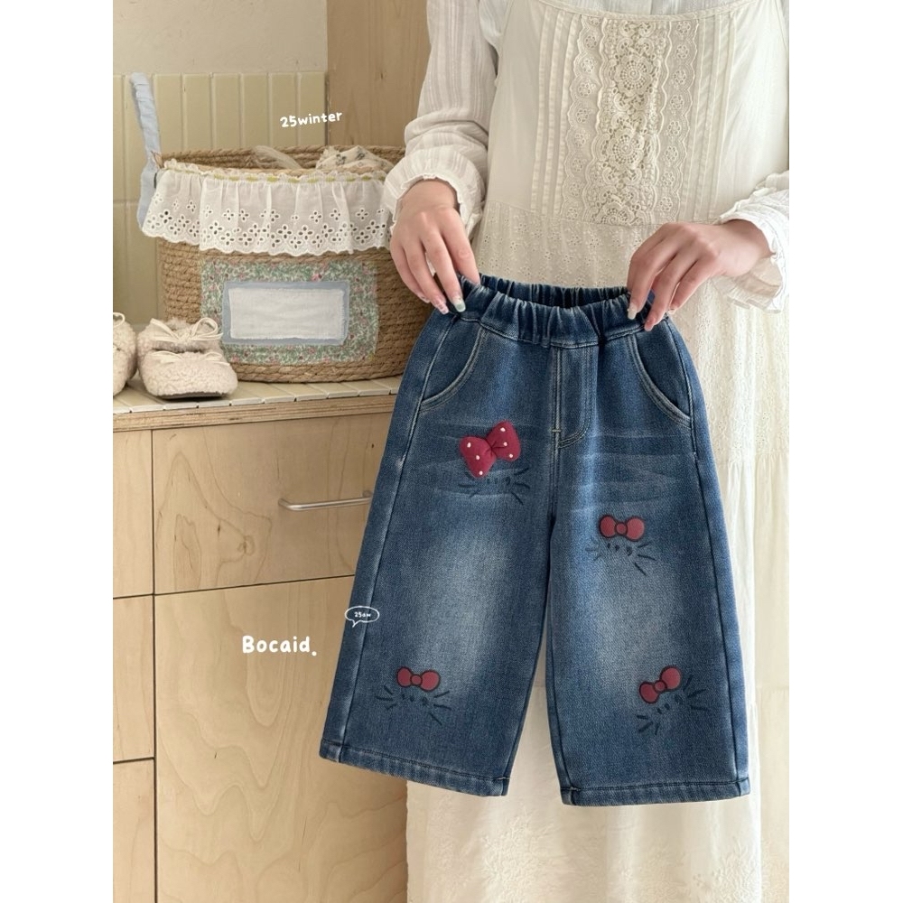 菠菜豆·25冬~蝴蝶结牛仔裤K8502（汉服童装）