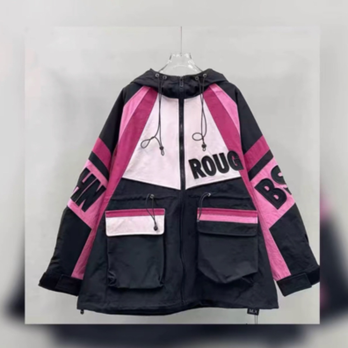 260-350斤 撞色加厚棉可收腰大外套