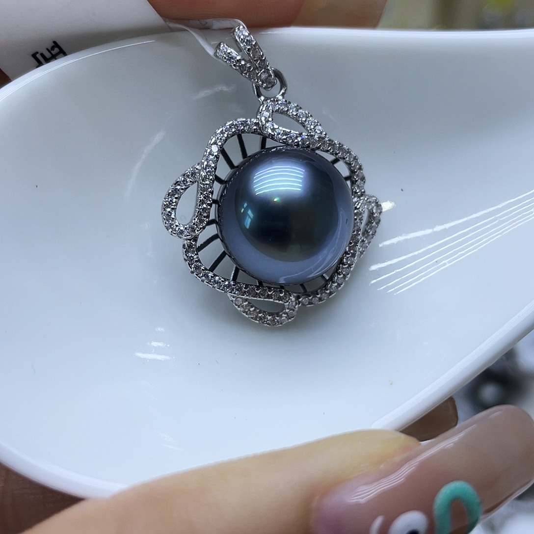 海水珍珠银S925镶嵌颈饰