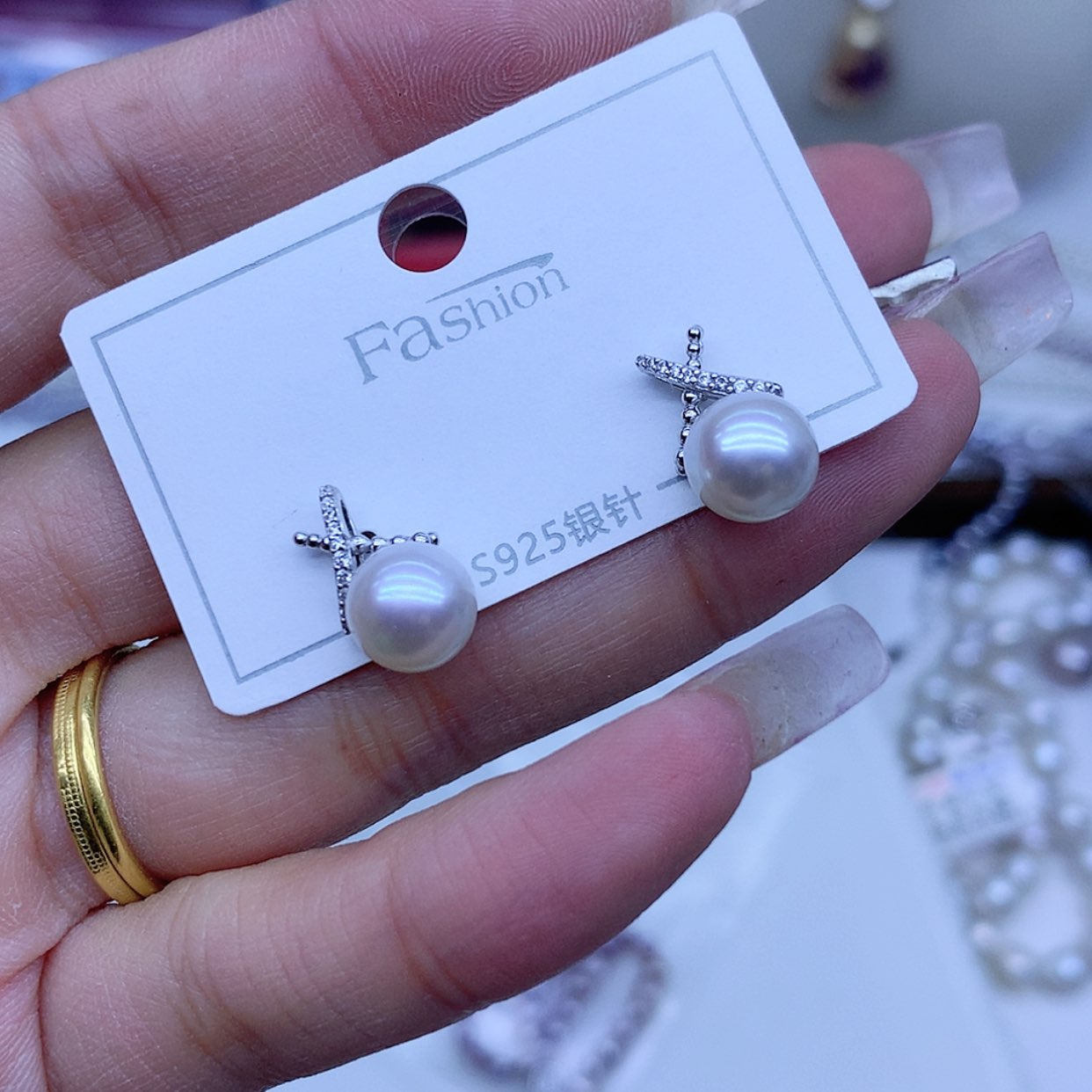 【闪购商品】淡水珍珠耳饰银S925镶嵌
