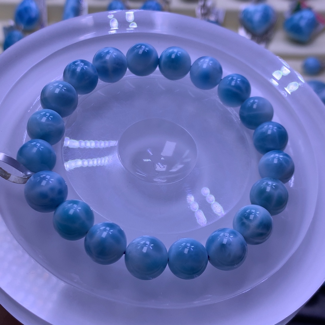 针钠钙石（海纹石）未镶嵌手串10+手串色差略异