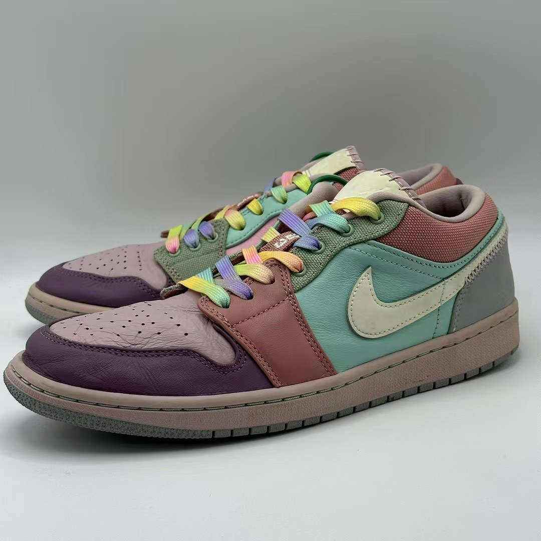 44码/ Air Jordan 1 复古篮球鞋 粉紫绿 马卡龙 dj5196