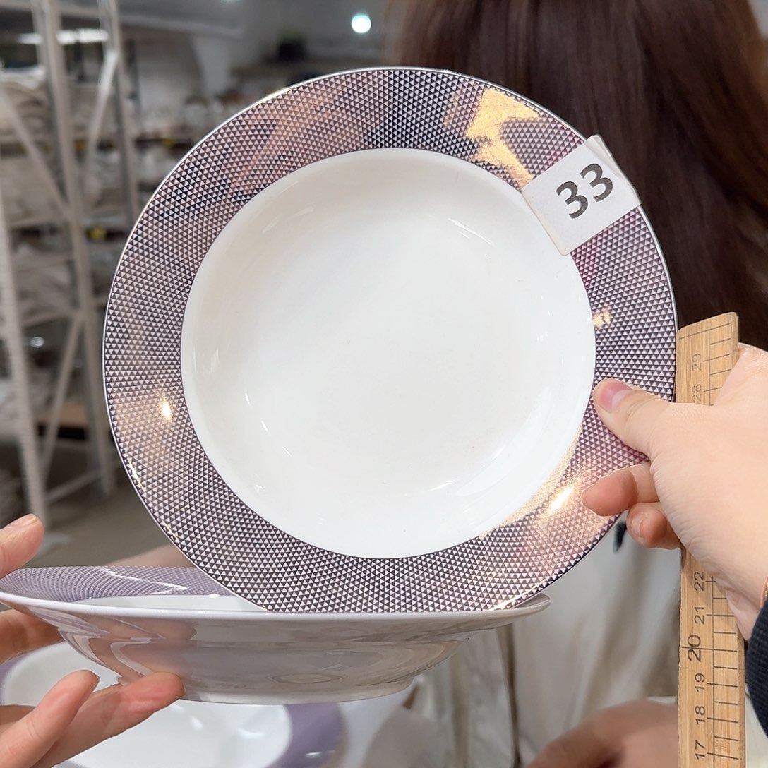瓷8英寸汤盘口径20cm4只外贸骨瓷
