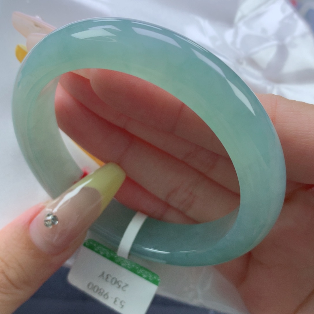 翡翠手镯未镶嵌缅甸天然翡翠A货53.9