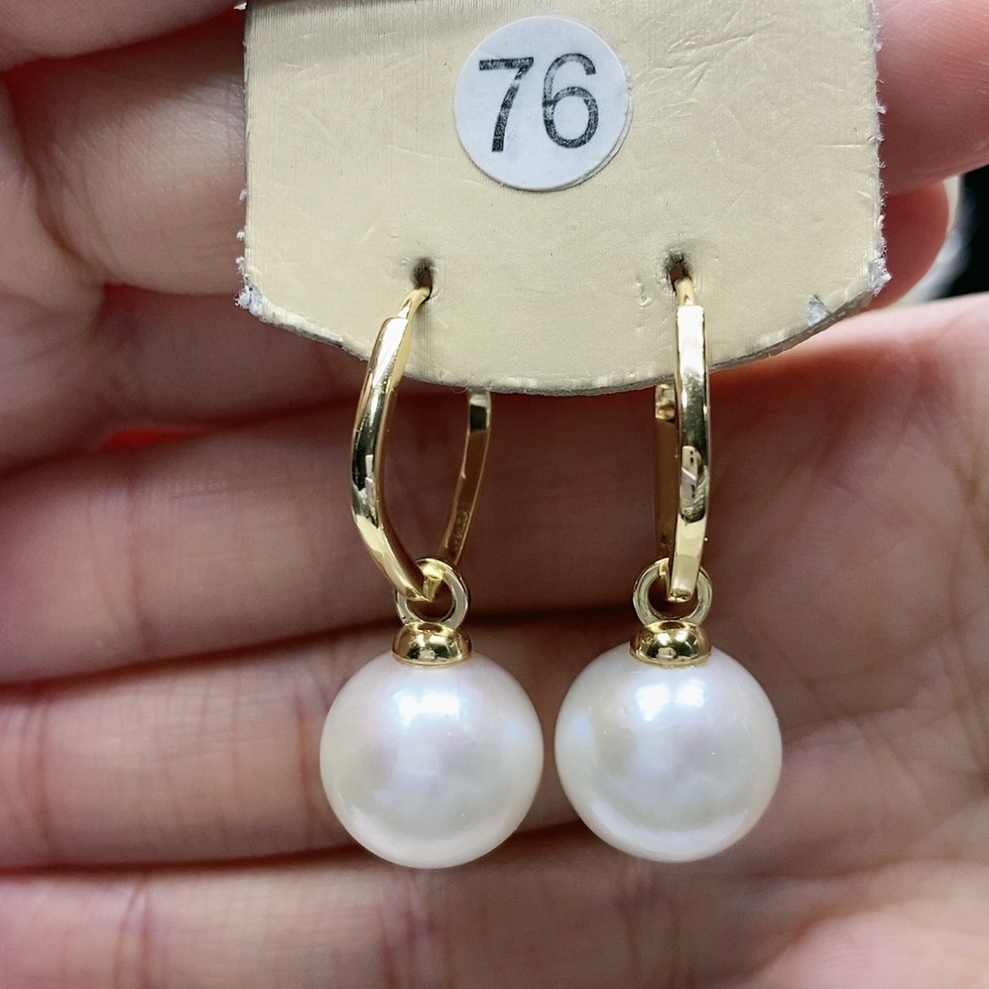 淡水珍珠耳饰银S925镀金镶嵌