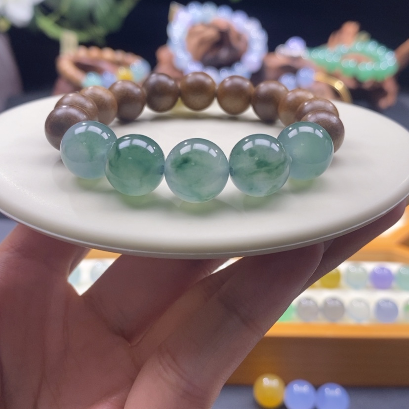 【闪购商品】沉香木手串蓝底飘花手串卡12+