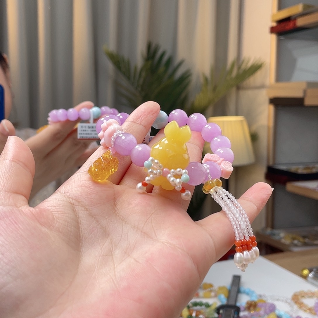 琥珀裸石未镶嵌蜜蜡手链