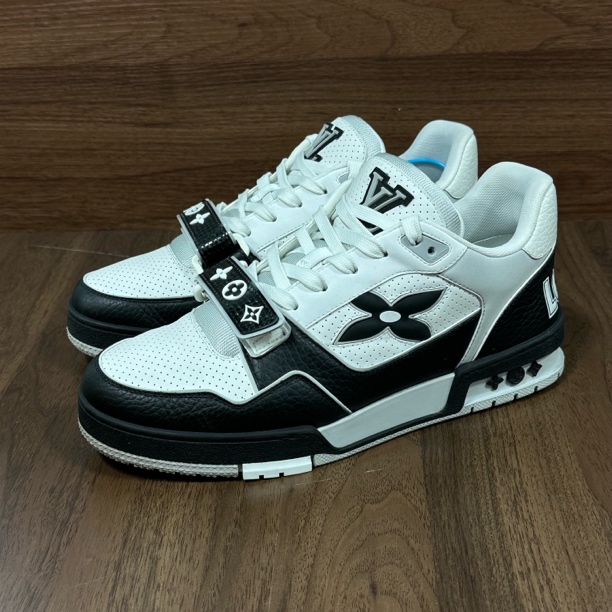 99新 LouisVuitton/路易威登 40.5码 trainer 新款黑白魔术贴板鞋