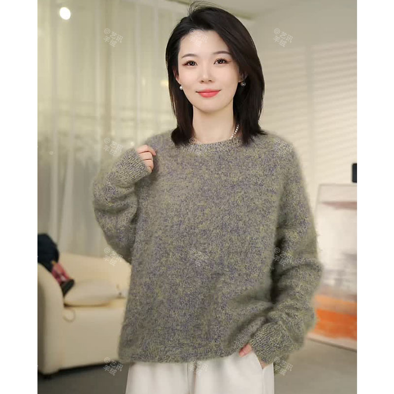 【极寒系列】皇室拉绒~保暖山羊绒桑蚕丝拉绒毛衣女花纱加厚MY6703 