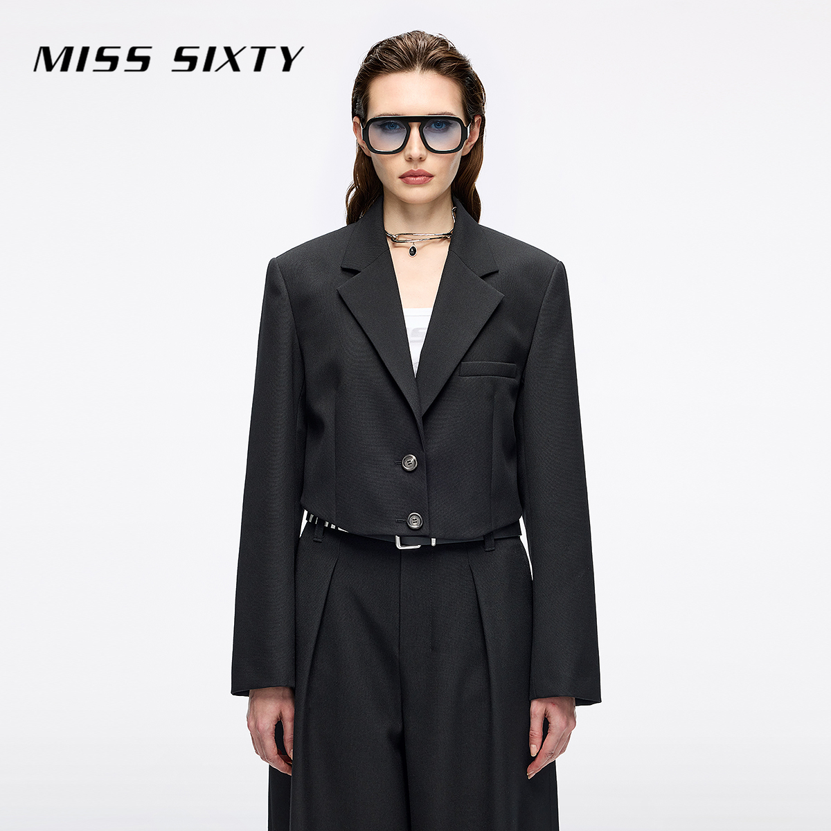 Miss Sixty2025秋季新款西装外套女羊毛精纺短款高智感气场通勤