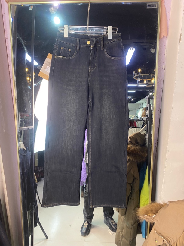 杨璇家加绒窄版阔腿牛仔裤669