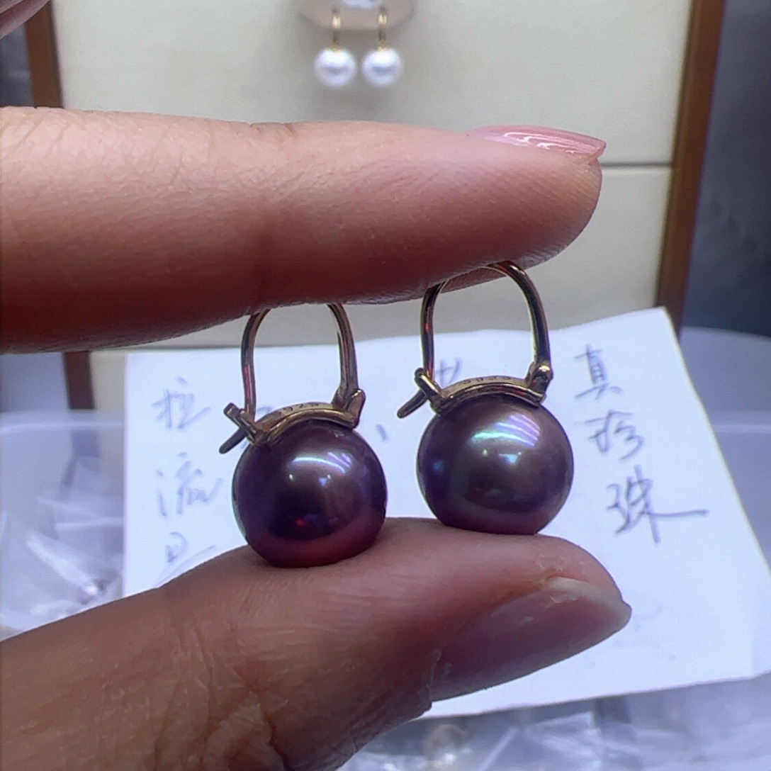 淡水珍珠耳饰银S925镶嵌