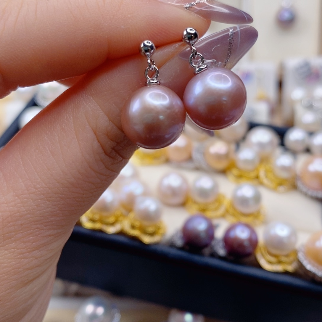 淡水珍珠耳饰银S925镶嵌