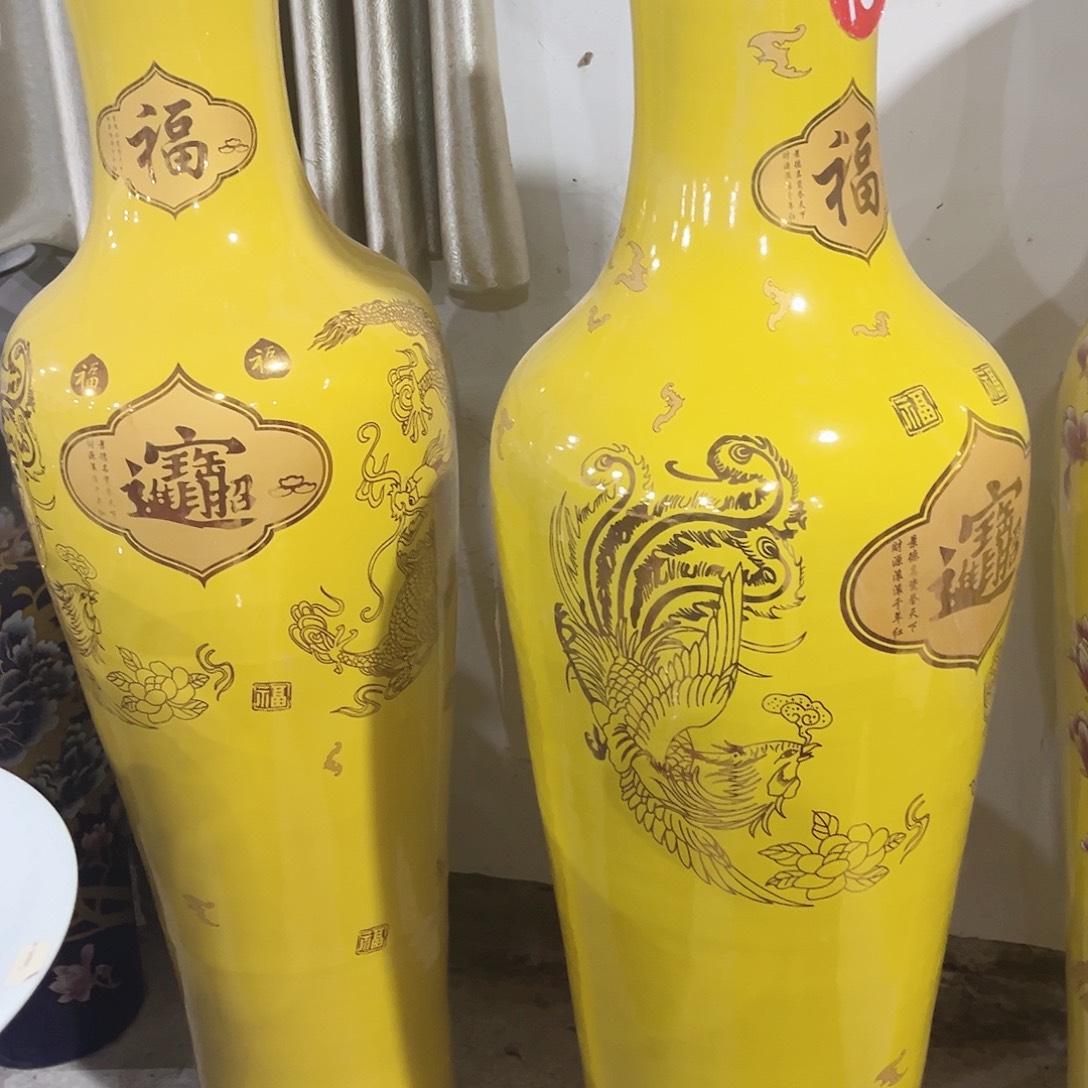 富***祥陶景德镇落地大花瓶高度1.2左右一对