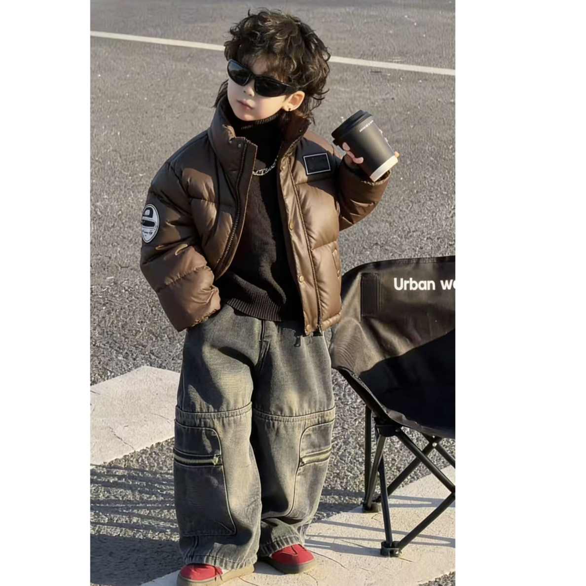 K480儿童潮流皮衣北北防寒服