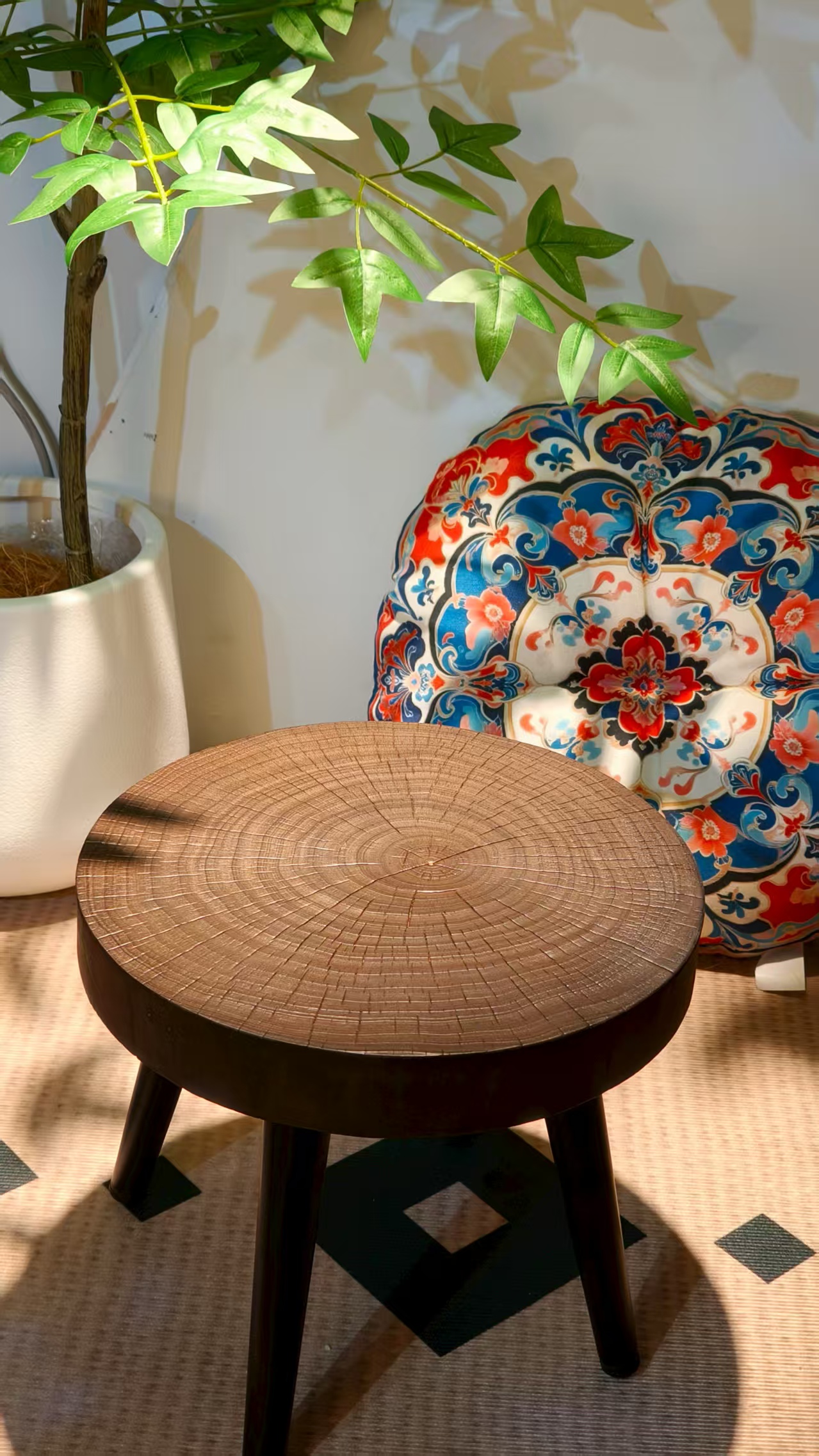 【国树银杏】原木碳化年轮宝宝凳换鞋凳中古风创意简约便携凳