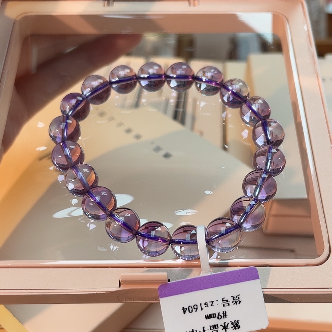 手链未镶嵌水晶巴西紫水晶手串zs1604 124号