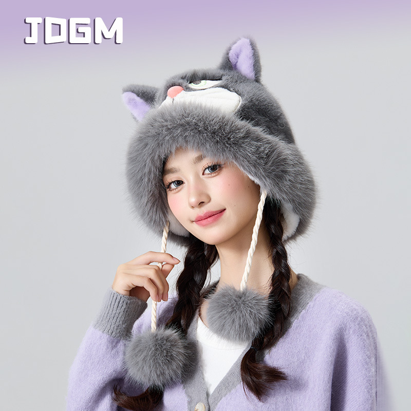 迪士尼正版秋冬新款萌趣路西法帽子毛绒护耳可爱保暖显脸小百搭