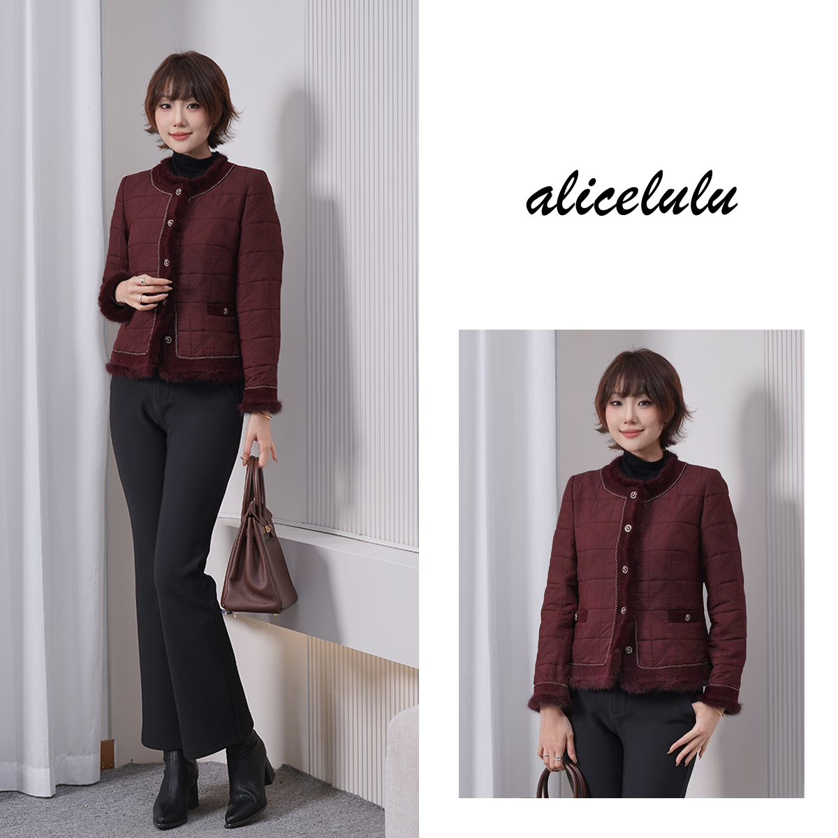 alicelulu‘翻转巴黎’香风外套立体线条复古毛边 S2145541W