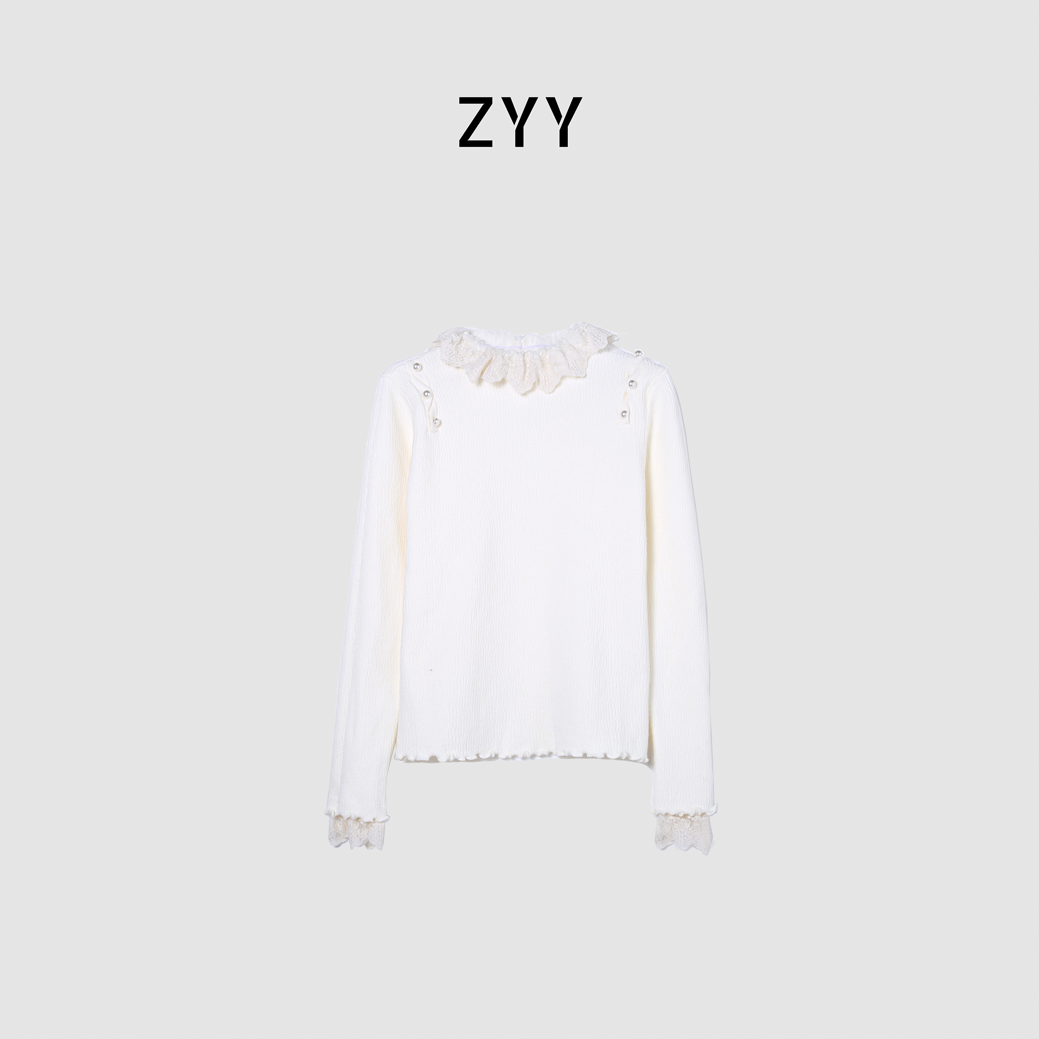 ZYY【云赋江南】2025/钉珠木耳领针织打底衫毛衣X25DMY05849