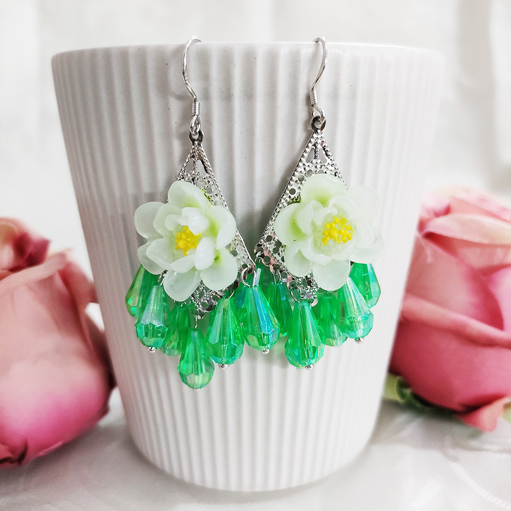 铜合金耳饰 民族风纯手工编织长款气质花瓣耳环772