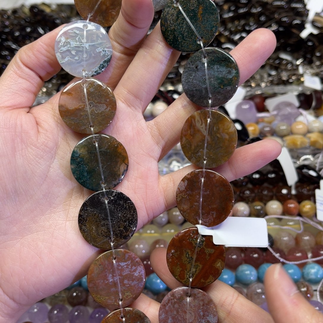 玛瑙/玉髓散珠天然水草玛瑙卡25长条38厘米