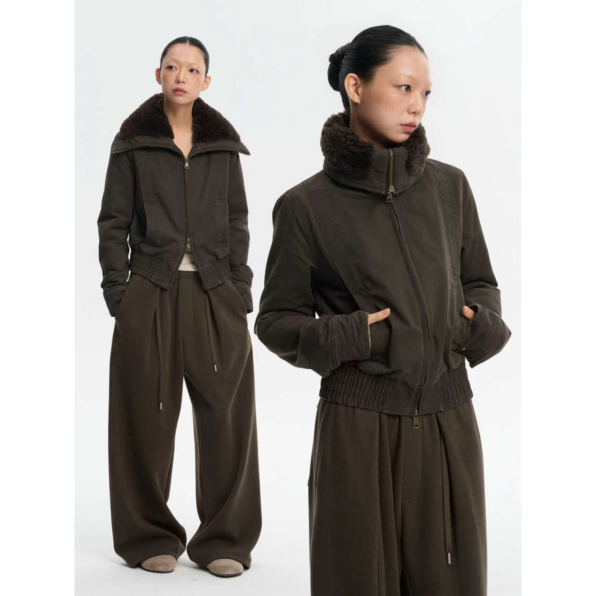 LINY LIBERTY 25AW 复古设计感水洗高领夹克外套E16259136