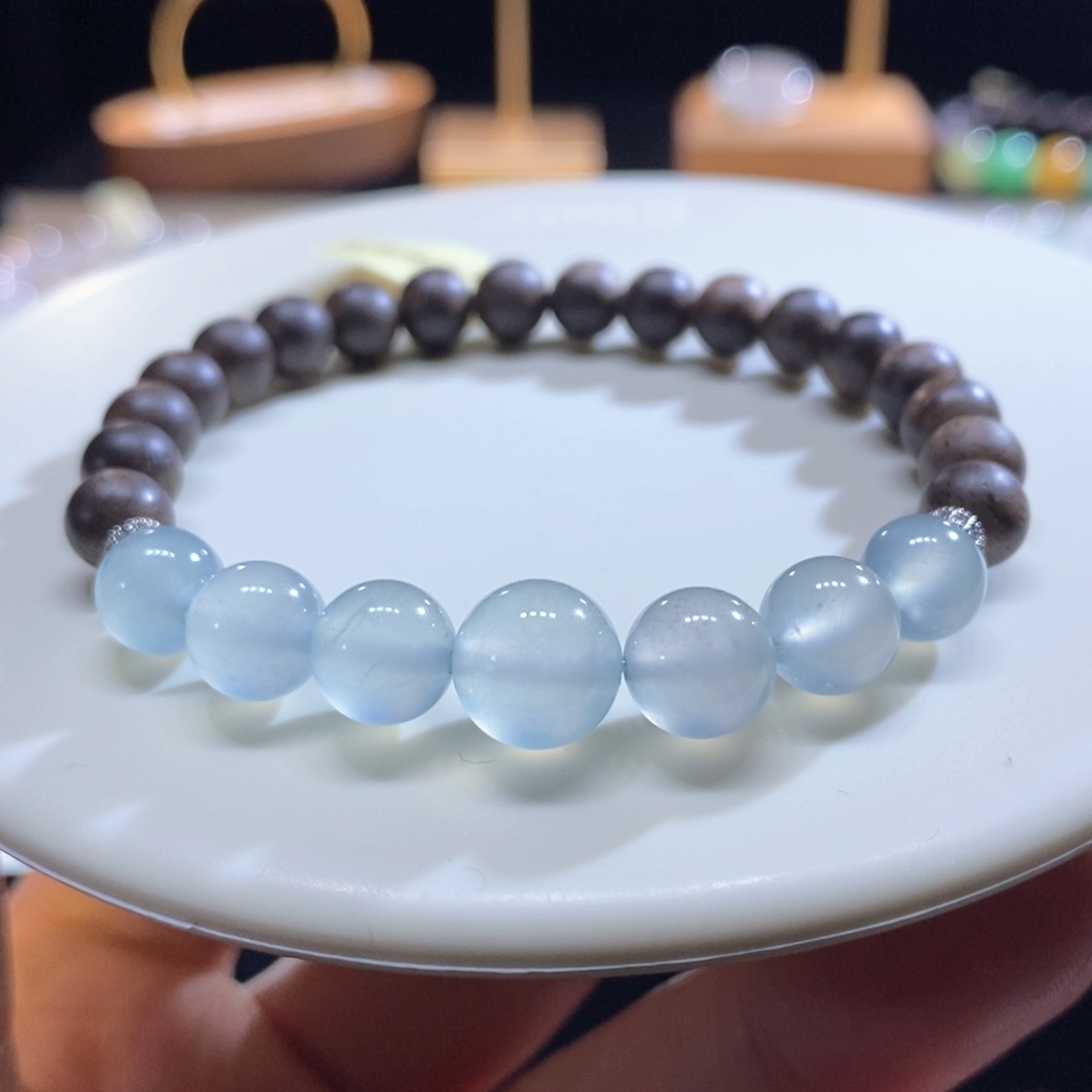 翡翠未镶嵌吊坠(不含链)翡翠冰蓝底手串