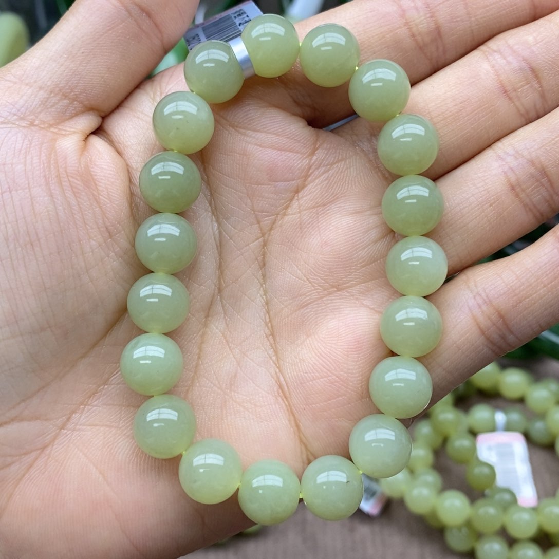 和田玉手串未镶嵌卡10