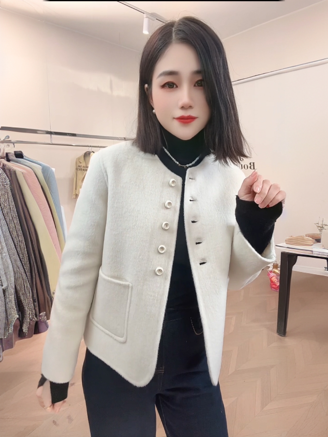 【小颖专属】羊绒+超细绵羊毛气质百搭休闲小香风2409款