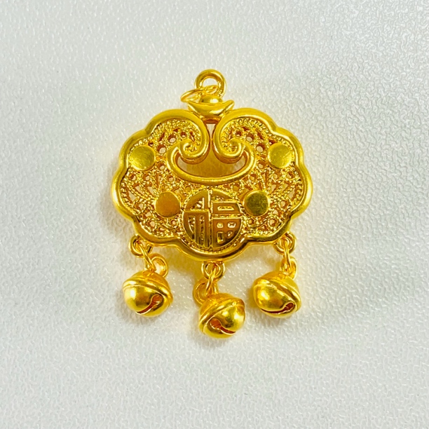 足金999 黄金福字锁包吊坠 网红锁 S