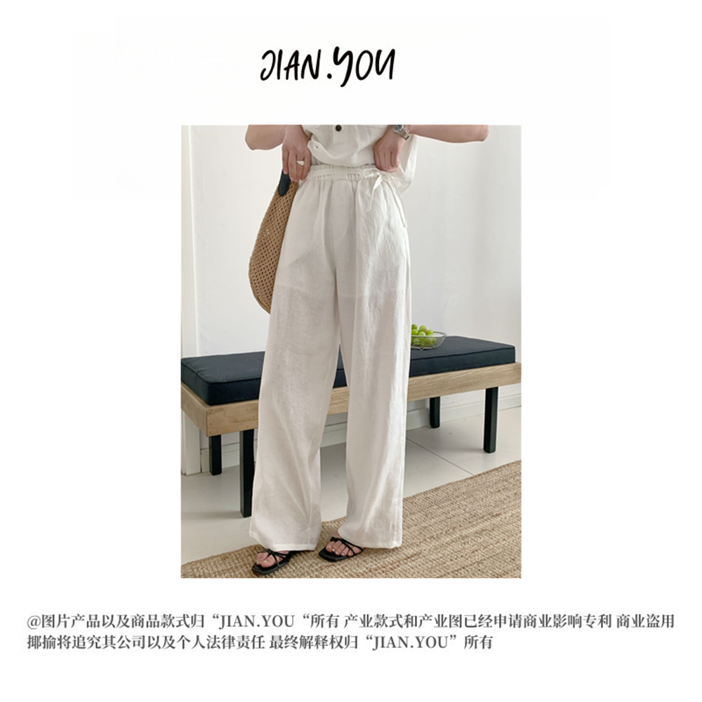 JIANYOU-[麻感舒适简约]2025夏季新款女休闲百搭阔腿裤MW-A9002