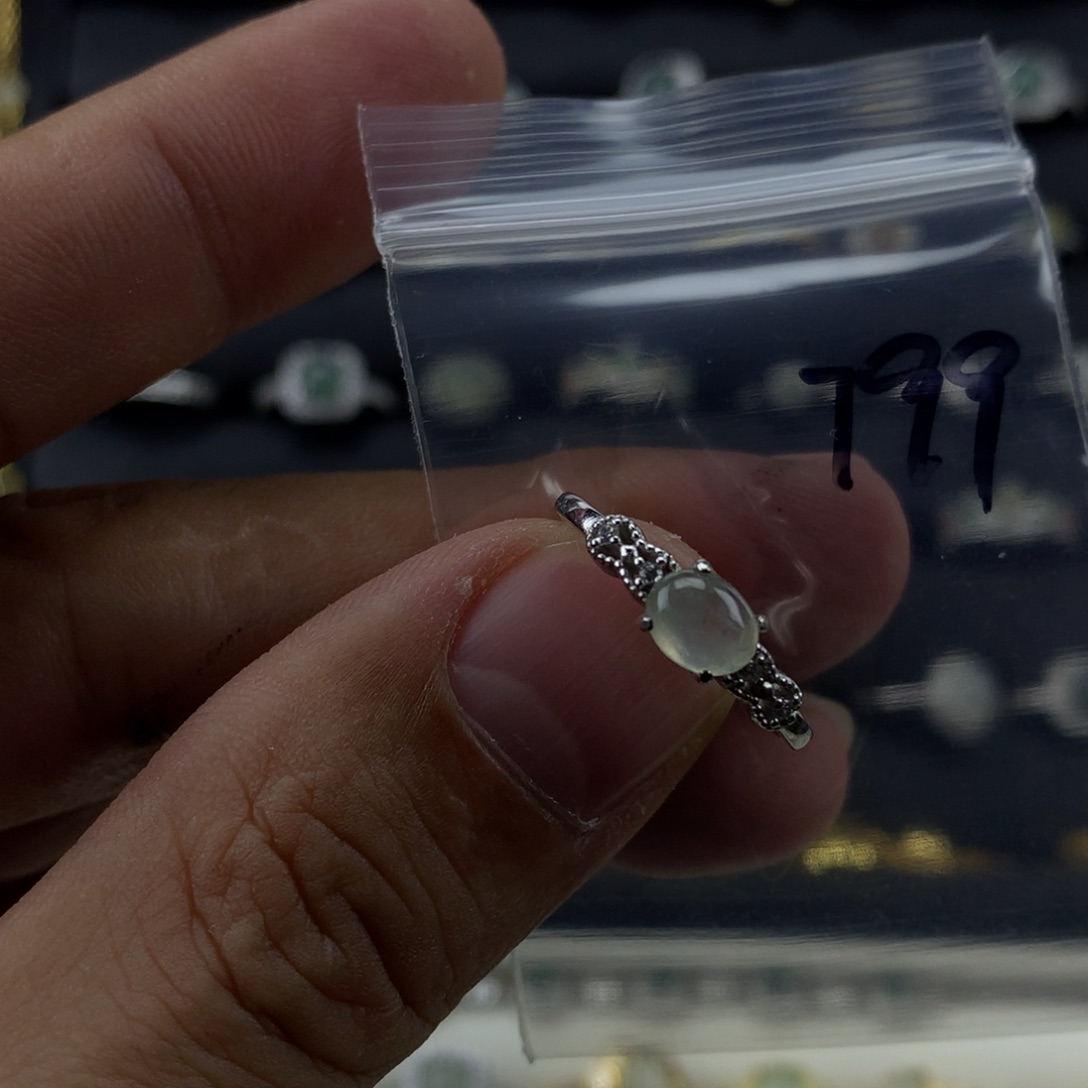 翡翠银S925镶嵌戒指799