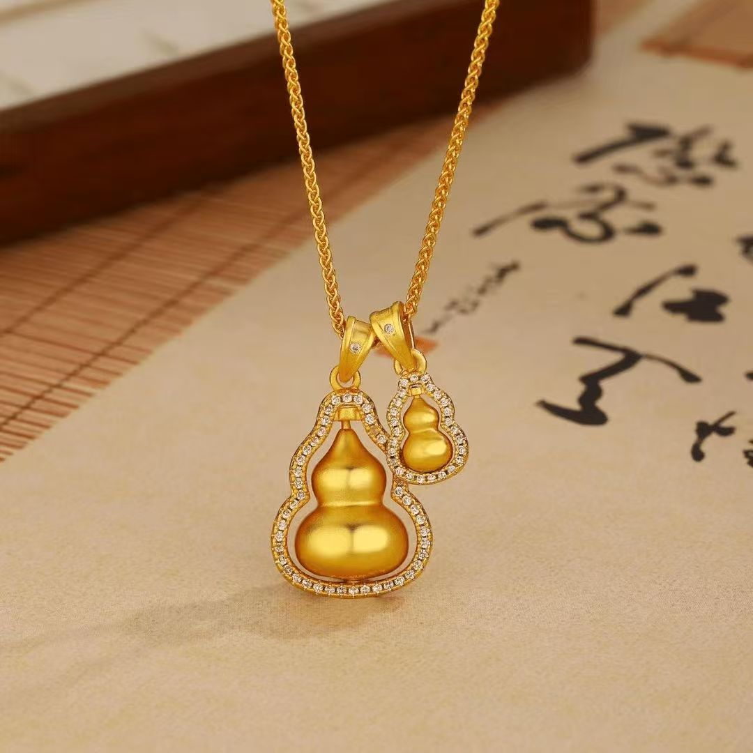 旋转双葫芦叠戴项链女时尚新中式气质百搭锁骨链021