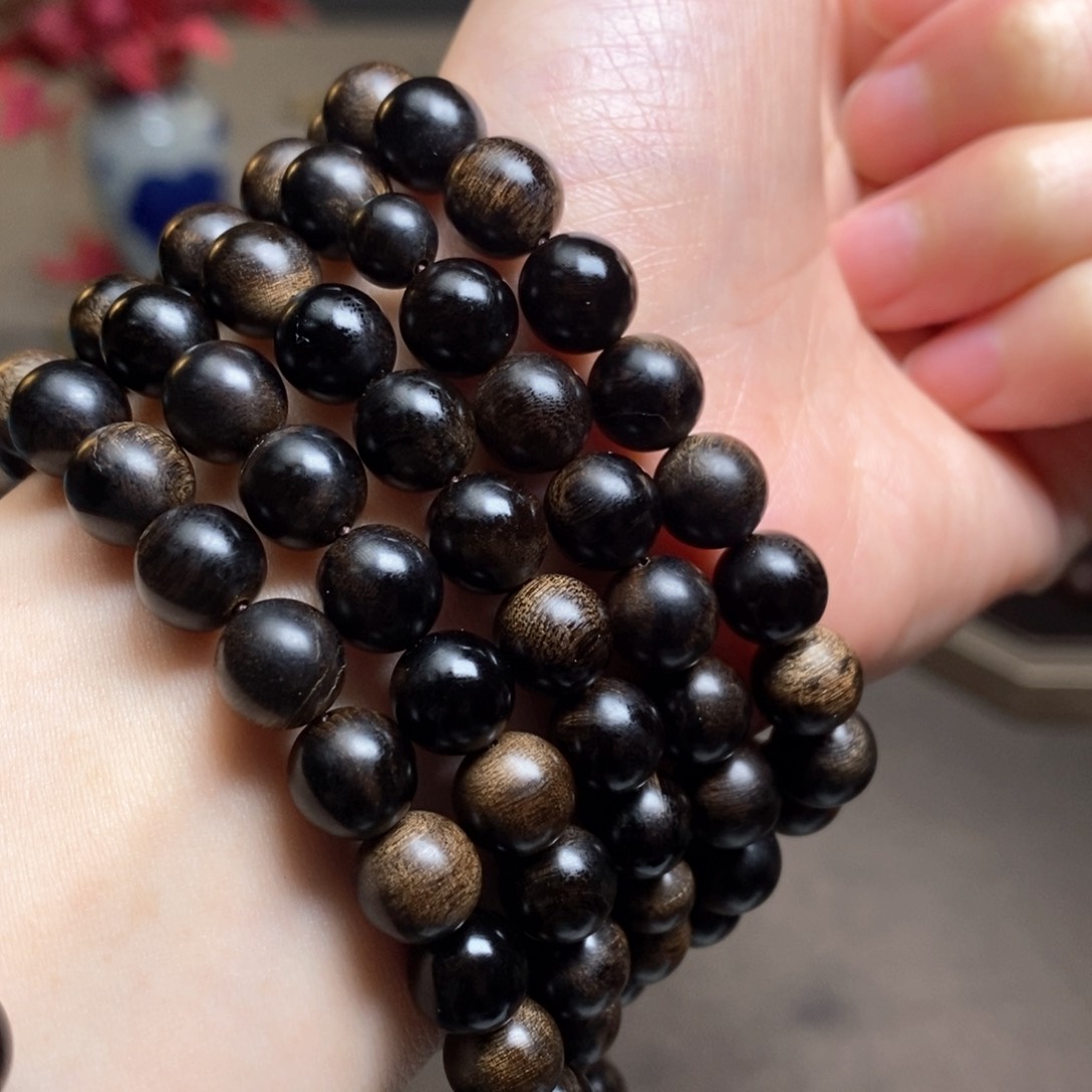 沉香手串越南芽庄白棋楠瘤疤0.8×108