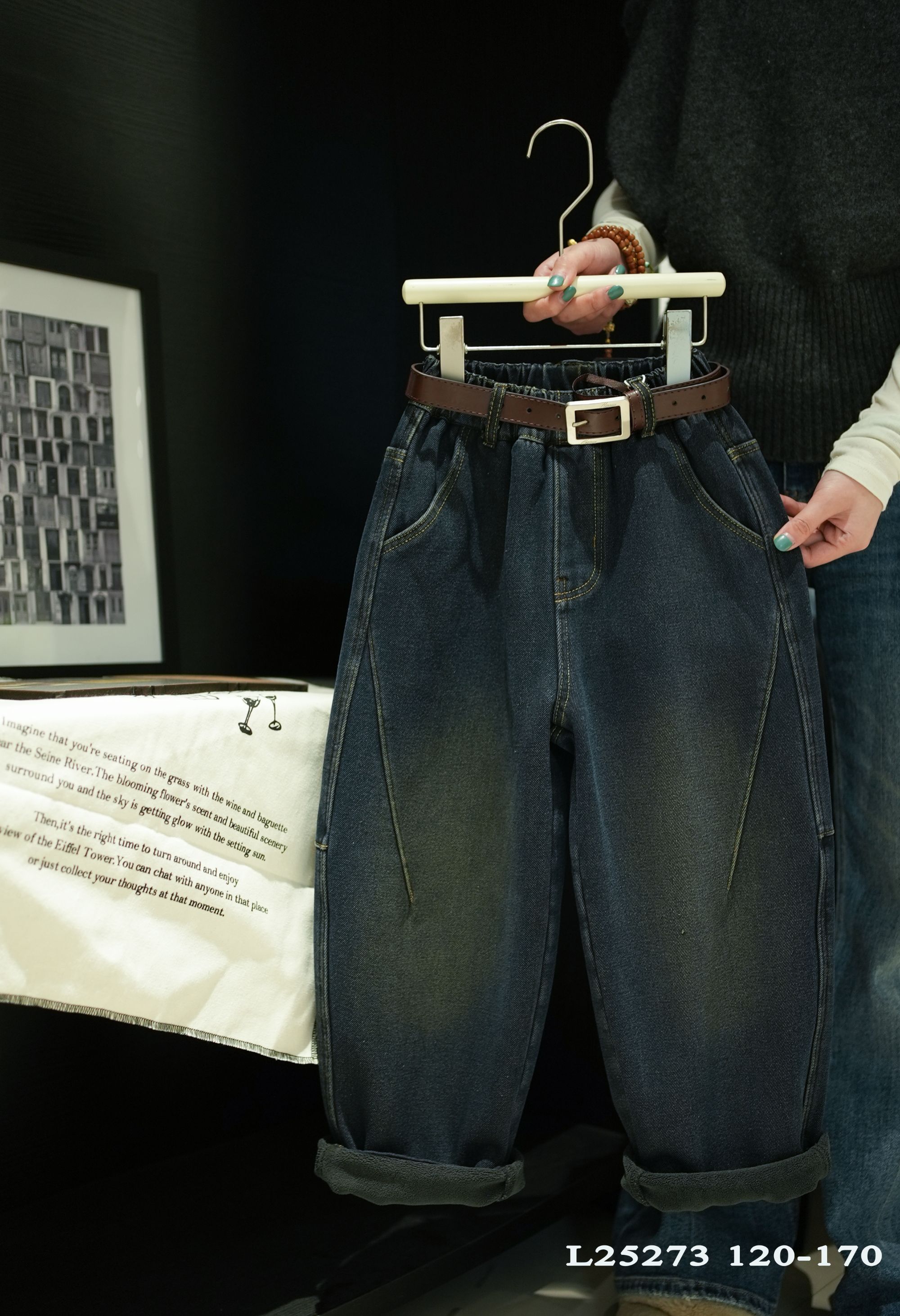 【牛王定制】男童冬季中大童牛仔裤男女同款休闲牛仔裤加绒L25273