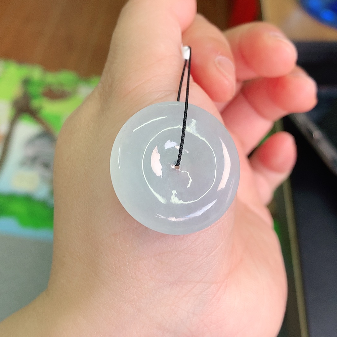 翡翠颈饰未镶嵌冰胶扣28.9*5.2