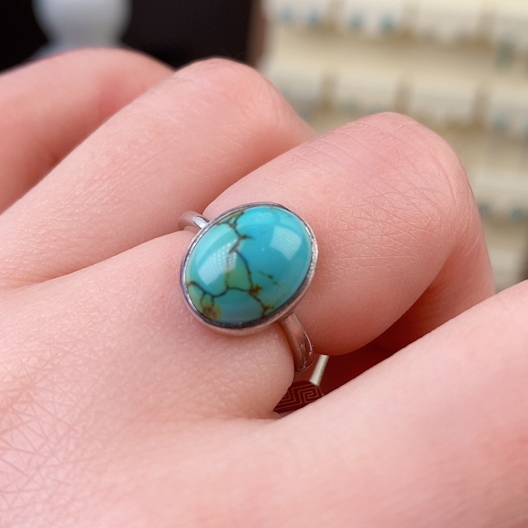 绿松石戒指银S925镶嵌