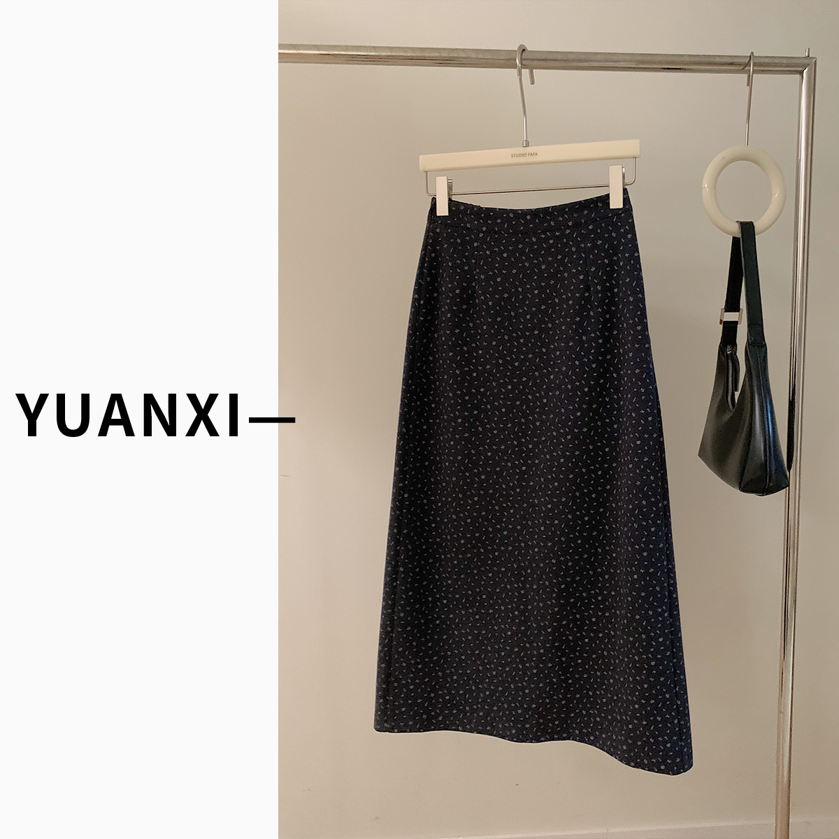 【FAFAJIA】F020‘碎花款’ 韩系高腰A字毛呢半身裙女中长款冬新款