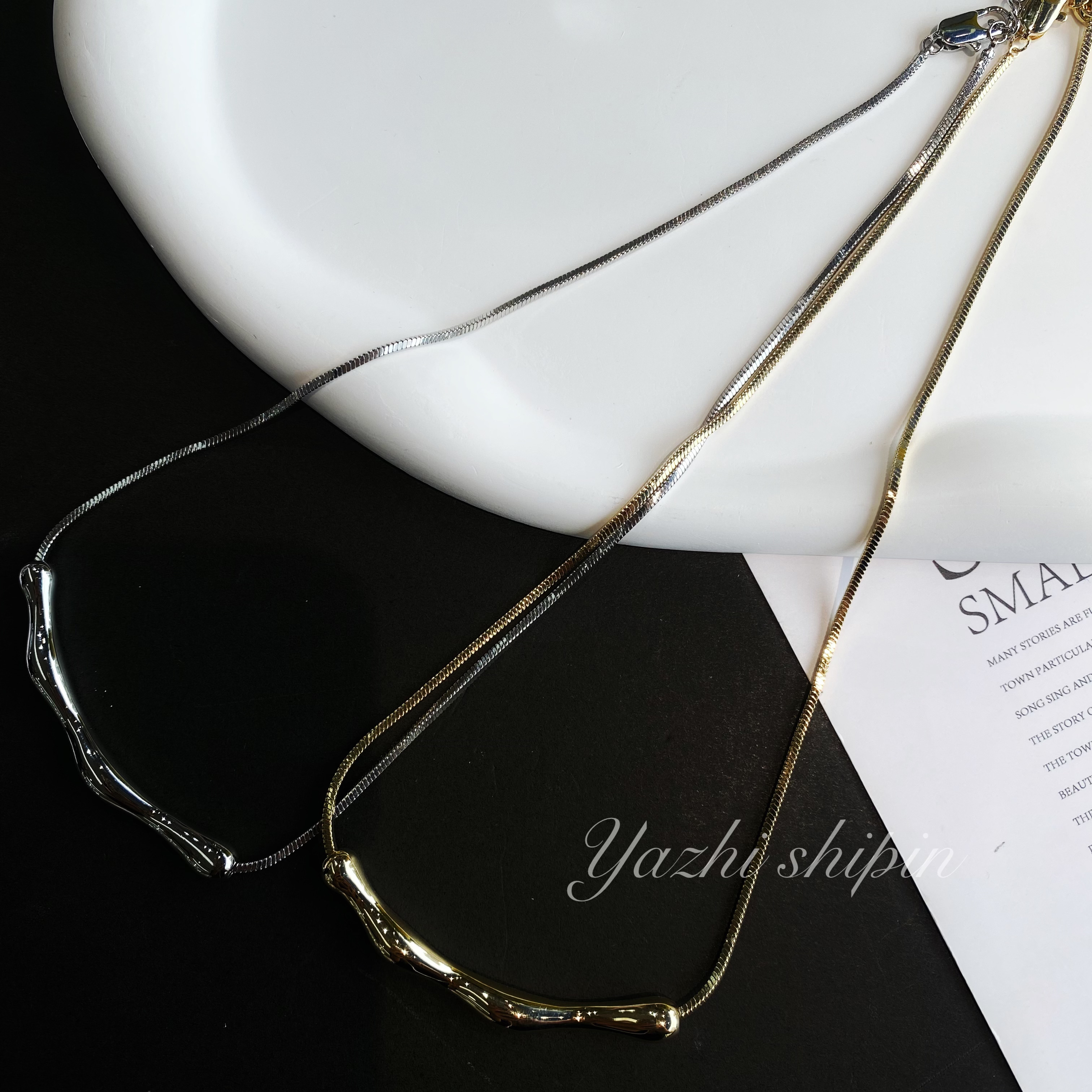 铜合金项链 (竹节项链)简约气质时尚百搭通勤设计感项链