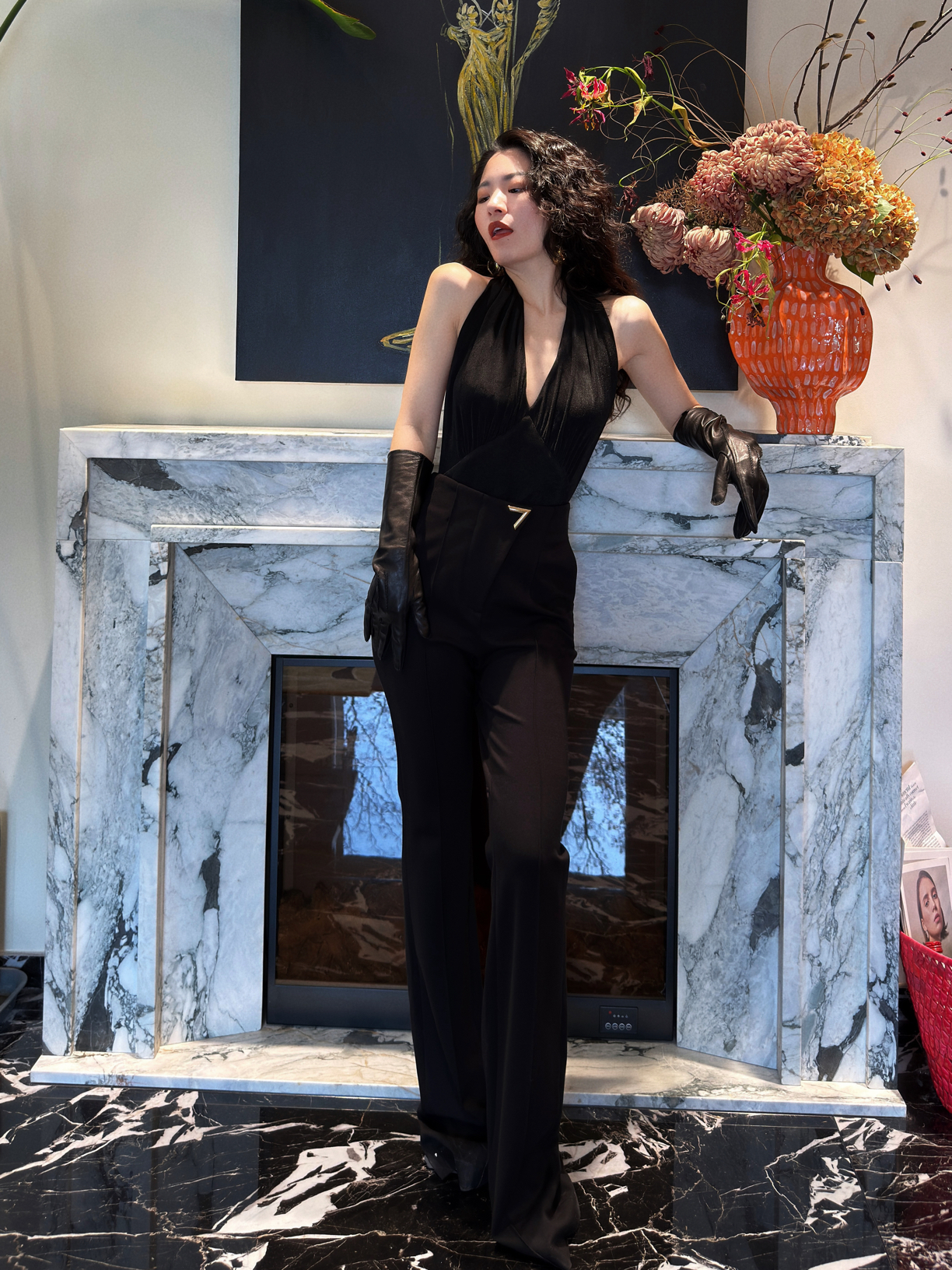 MIRROR 【涛姐精选】 黑色银扣超长腿显瘦微喇裤