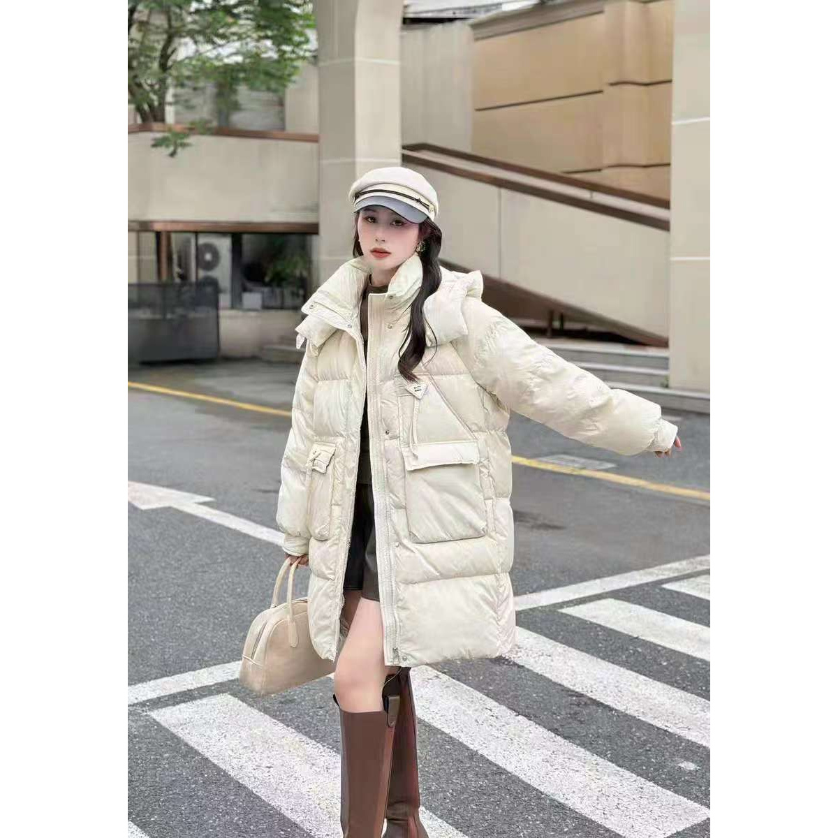 A53#2024新款优质羽绒服女中长款宽松休闲保暖百搭双拉链加厚潮