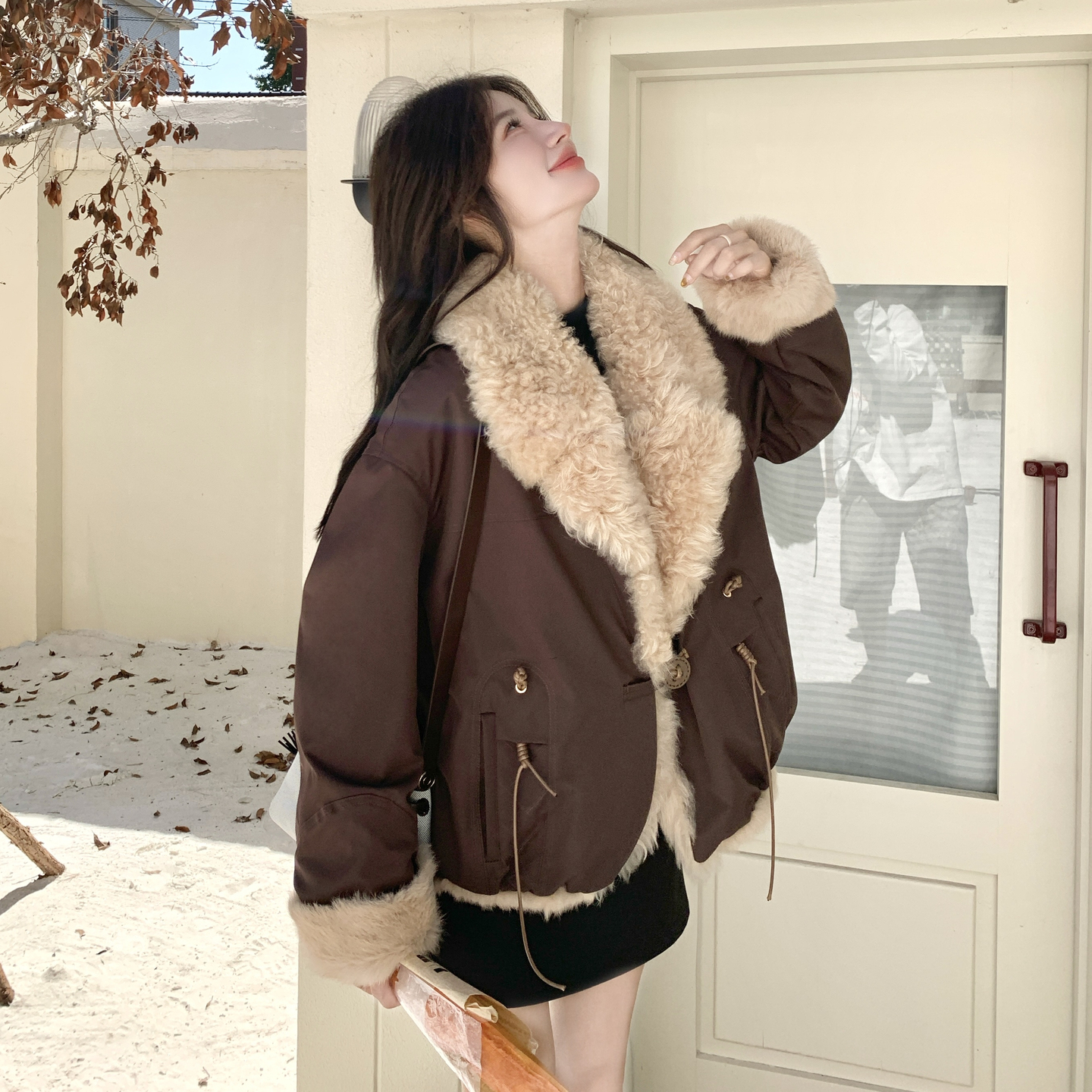 2025冬季韩系时尚宽松气质小众百搭休闲减龄设计感两面穿派克服