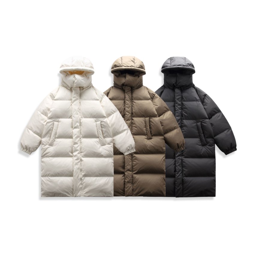 【逗比茜茜专属】长款拉链连帽长款90白鸭绒羽绒服过膝秋冬保暖冬季