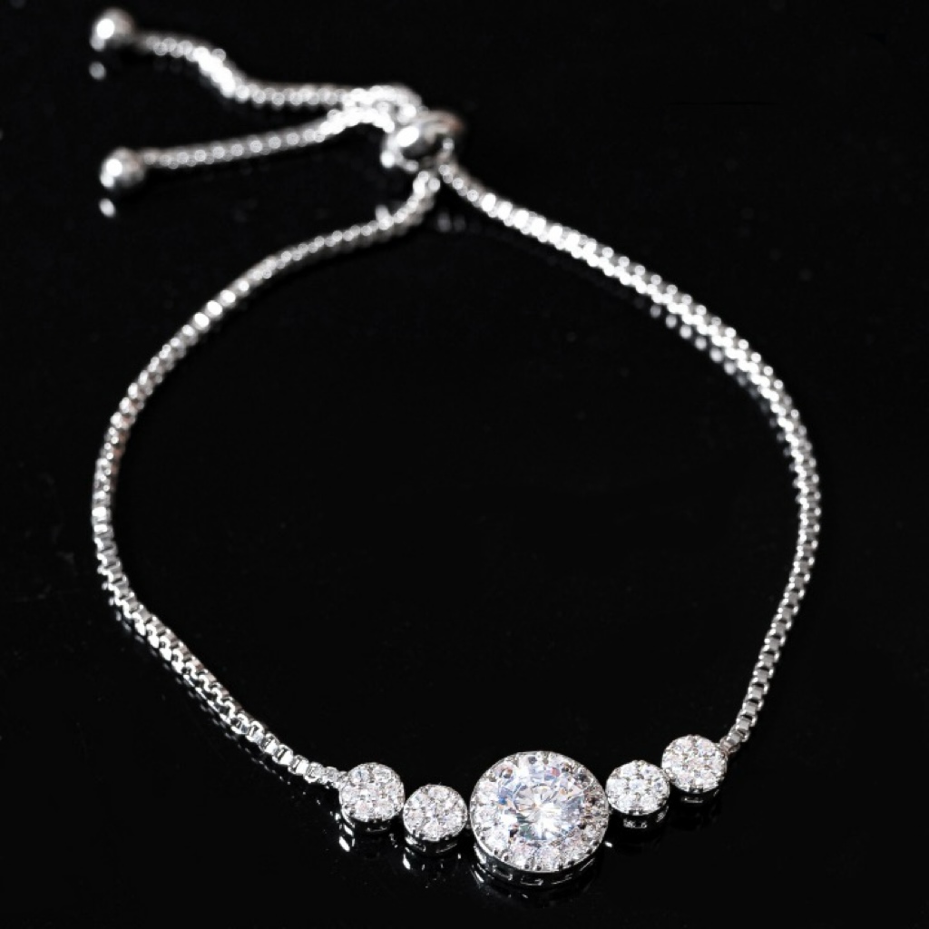 铜合金合成锆石手链 高奢限量款-五福临门-【4克拉白色手链】