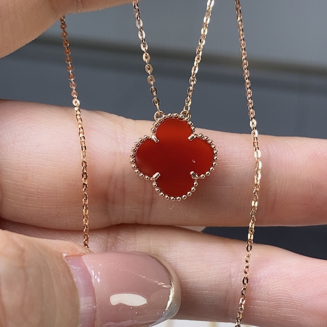 玛瑙/玉髓颈饰18K金镶嵌红13mmk枚