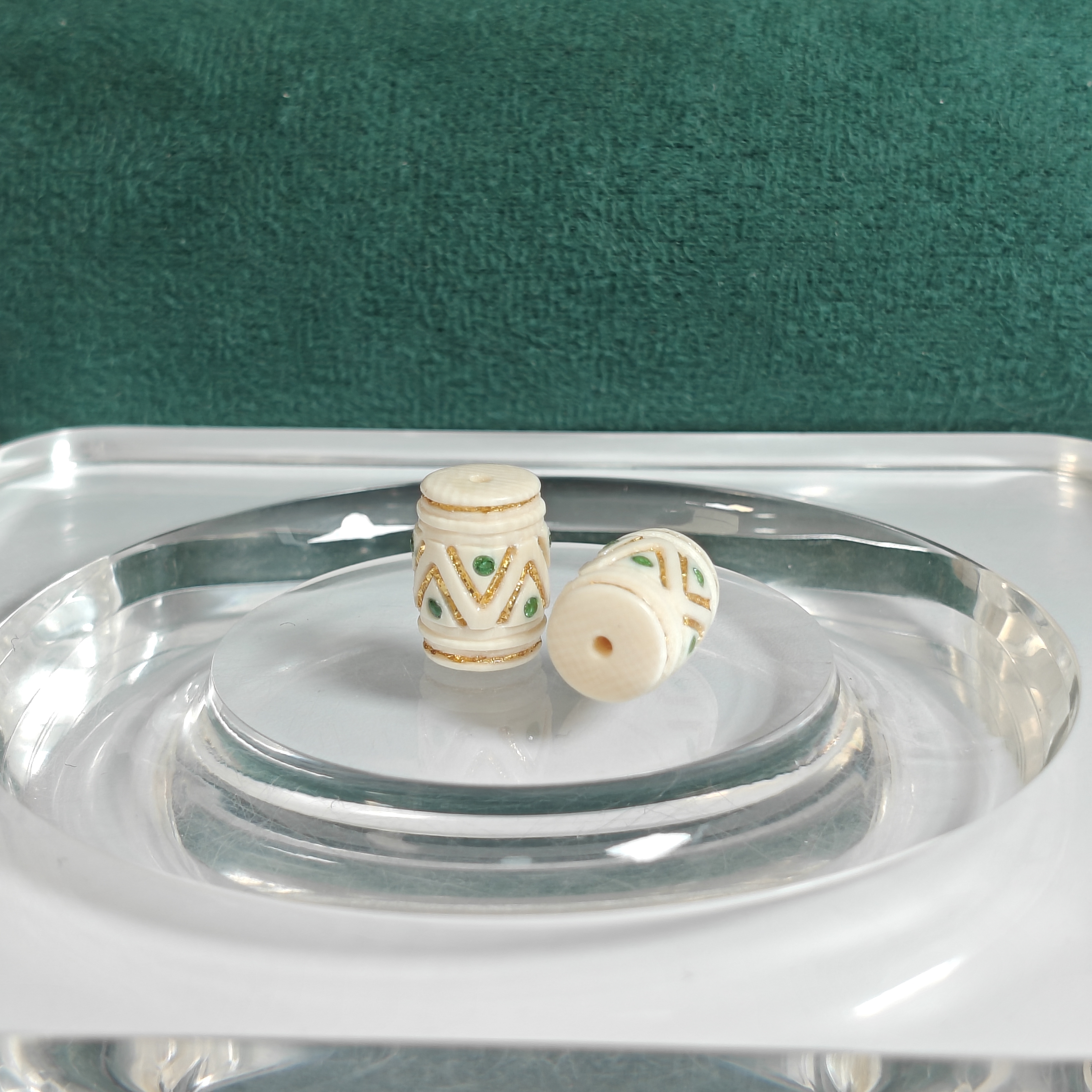 【百亿猛犸配饰】天然猛犸牙 镶嵌24k 群钻天珠 （13*9）文玩配饰DIY
