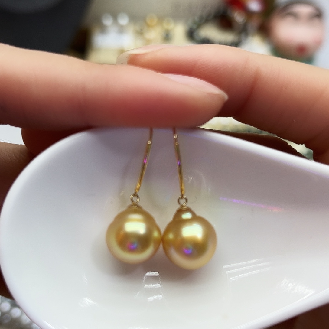 18K金镶嵌耳饰海水珍珠