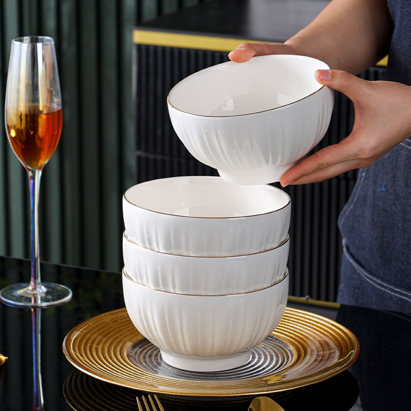 【句途】描金冰川4个6英寸碗家用米饭碗家用陶瓷餐具