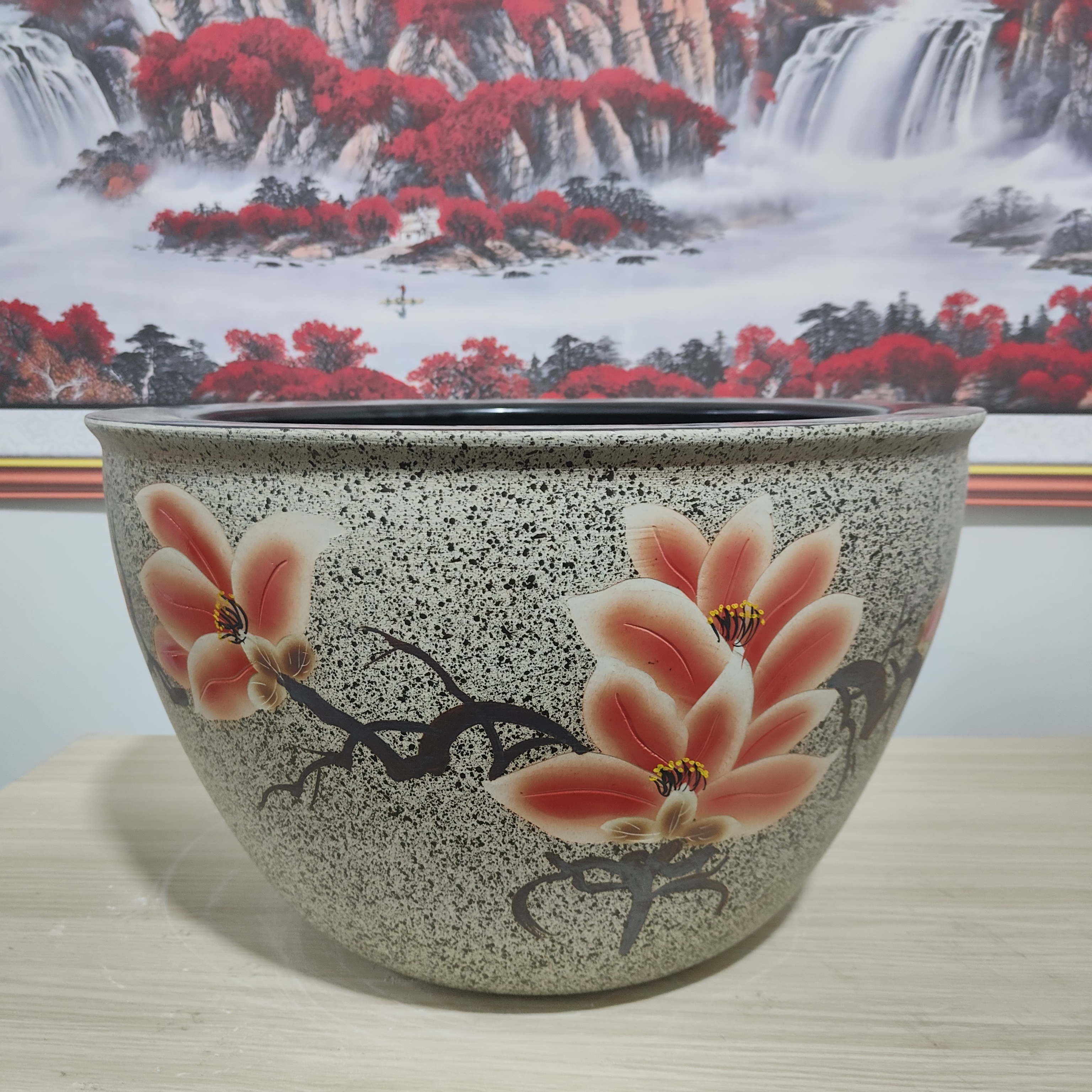 景德镇陶瓷鱼缸水草招财大红玉兰居家水培荷花鱼缸养鱼乌龟水缸